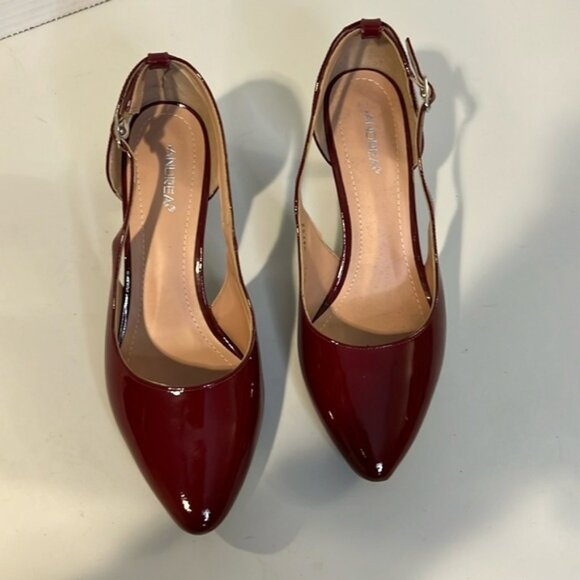 ANDREA Patent Like Red Wine Colored Buckle Heels EU 25.5 (8.5 US ) - Picture 1 of 10